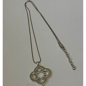 Brighton Pendant Necklace Toledo Mido 14.5" Silver Rhinestone Scroll Snake Chain